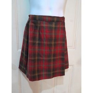 Vintage Kilt Kerry Hope Red Plaid Tartan Pure Wool   Made in Britain Sz 10